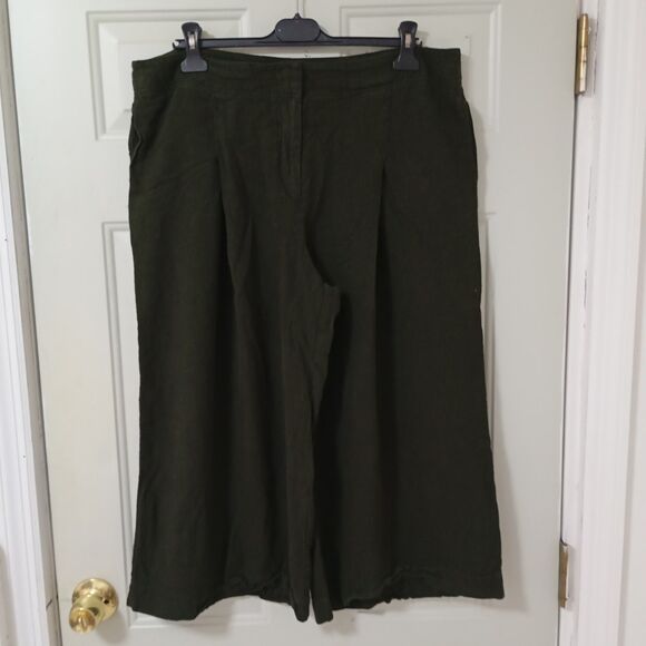 Prologue Pants - PROLOGUE Women's Capri Green Pants With Pockets Zipper Button linen blend Sz 16